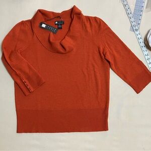 Carole Little Cowl Neck Sweater in Rich Orange